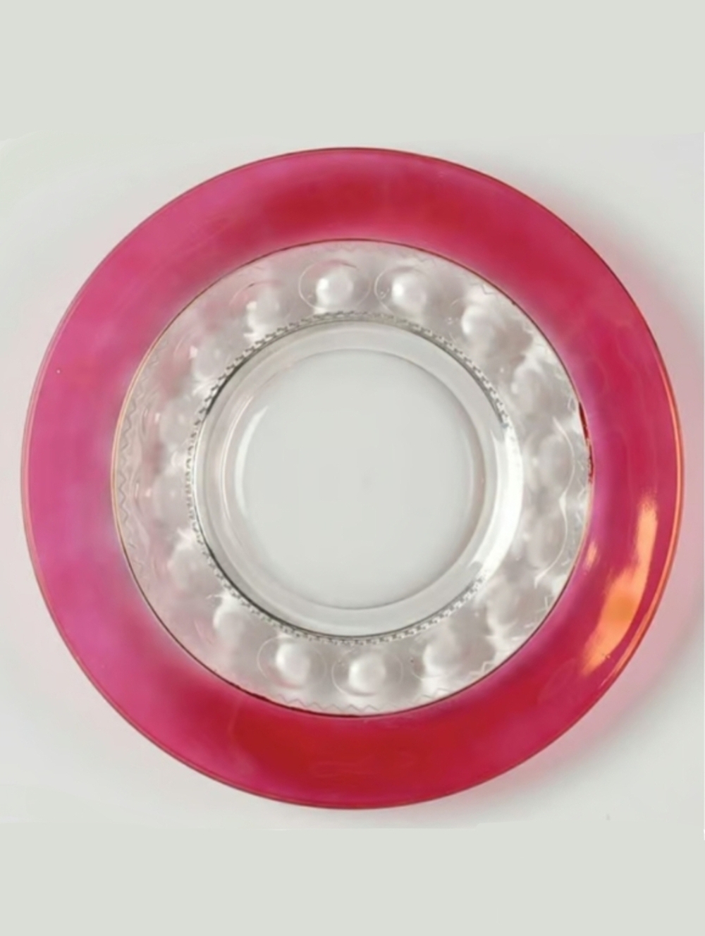 Vintage Kings Crown Ruby Red Flash Glass Thumbprint Dish Lunch Salad Snack Plate